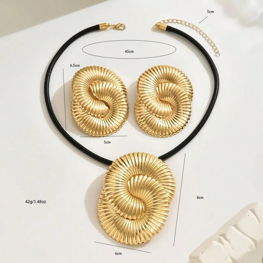 Glamorous Golden Spiral Jewelry Set  - A Statement Of Elegance Mohamed jewelry My Store