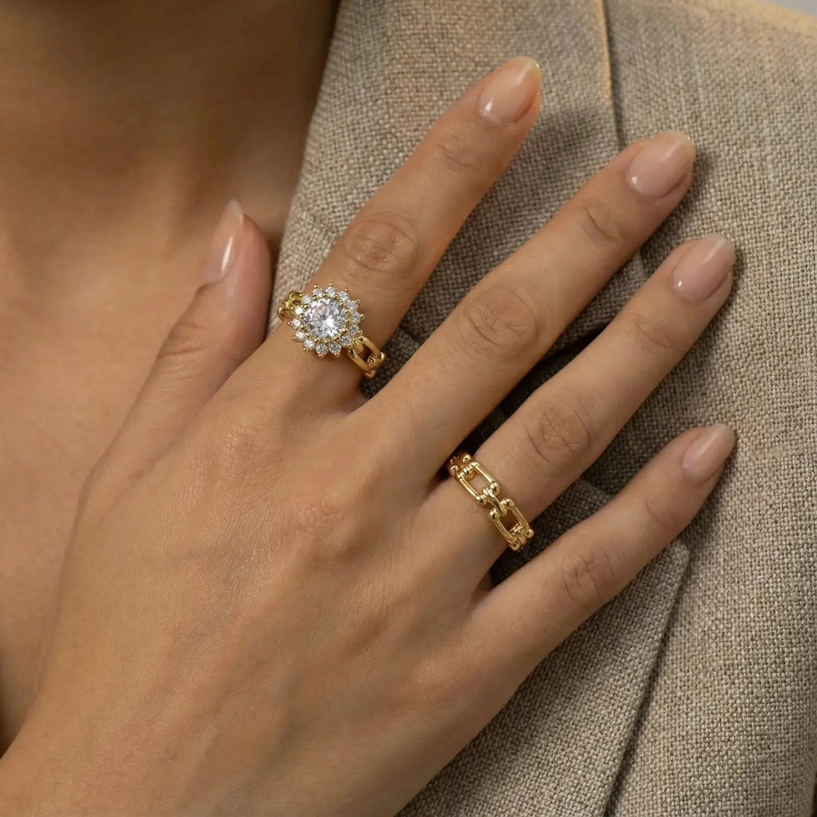 Golden Hour Chain Ring Set Mohamed jewelry My Store