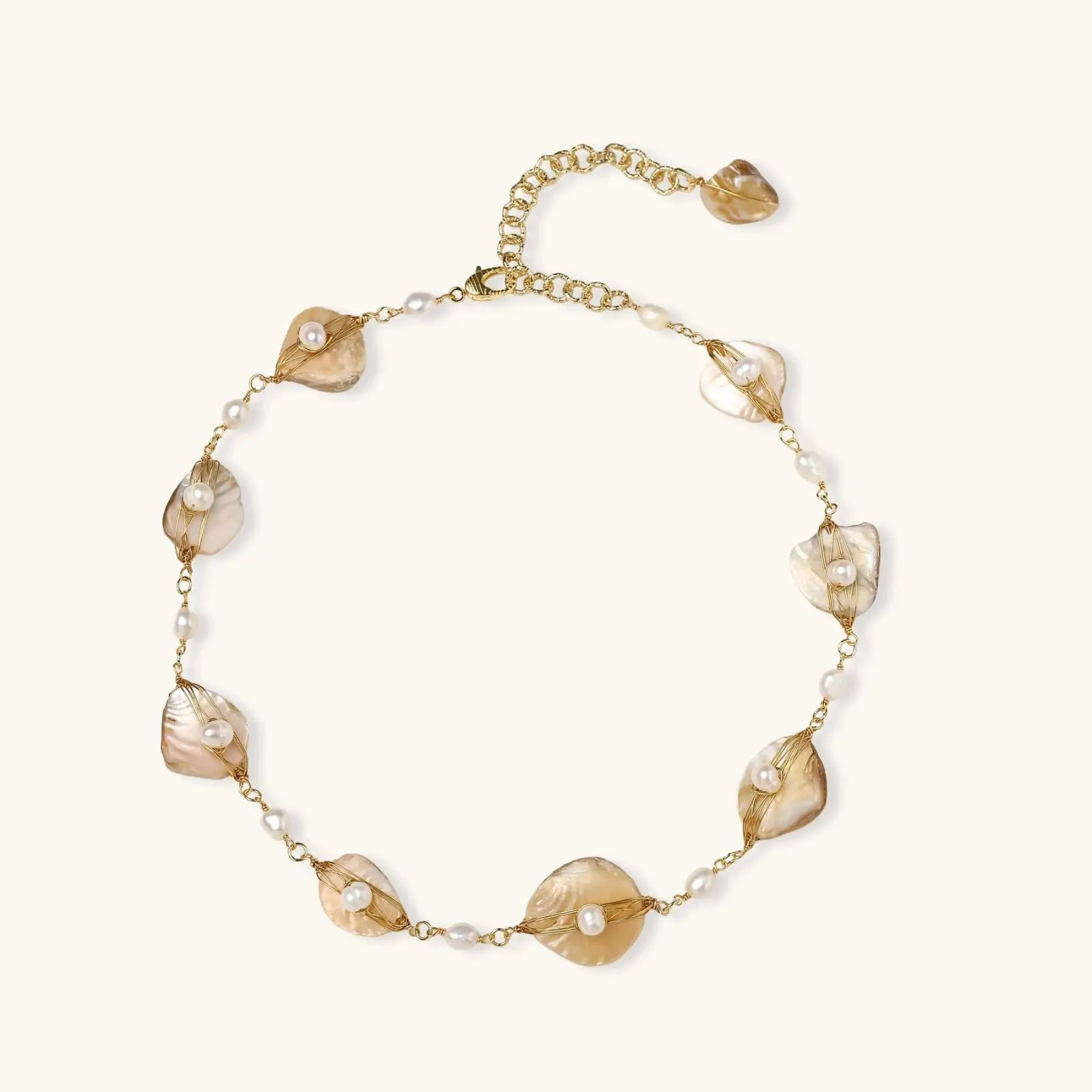 Golden Leaf Pearl Necklace Mohamed jewelry My Store