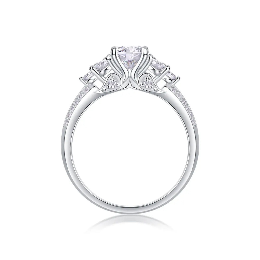 GRA-Certified 1-Carat Moissanite Ring in Platinum-Plated Silver