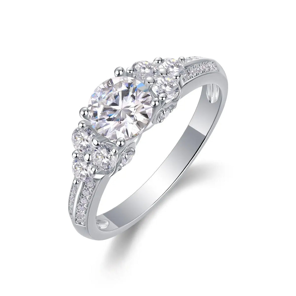 GRA-Certified 1-Carat Moissanite Ring in Platinum-Plated Silver