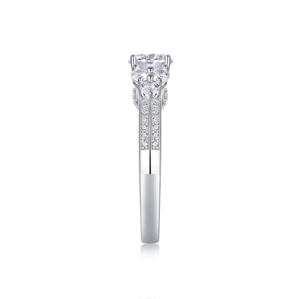 GRA-Certified 1-Carat Moissanite Ring in Platinum-Plated Silver