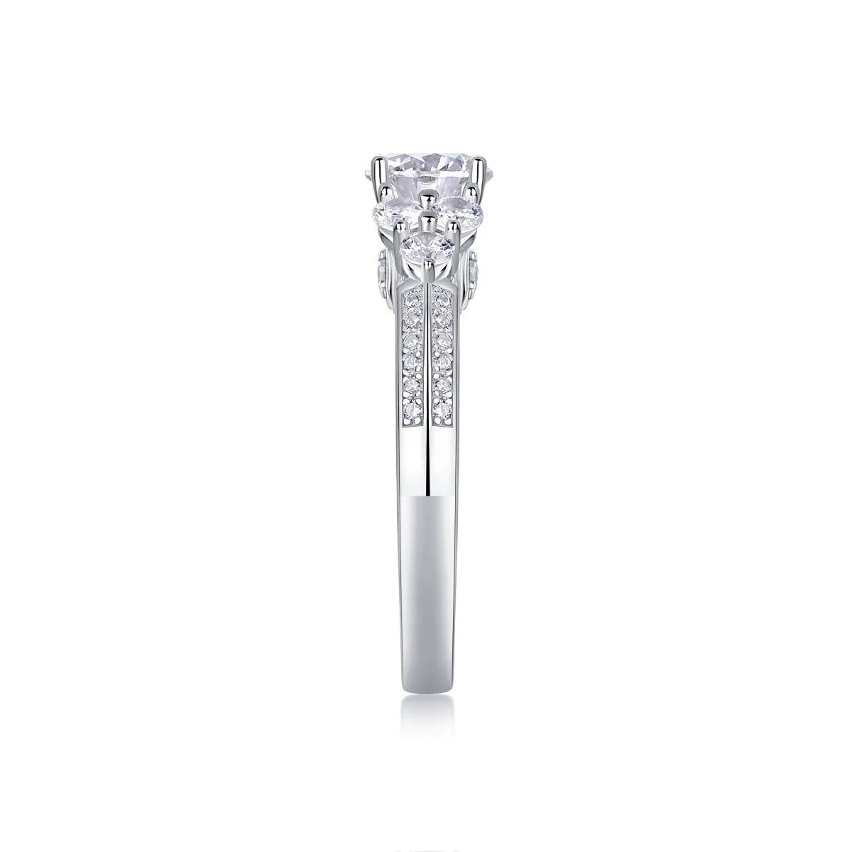 GRA-Certified 1-Carat Moissanite Ring in Platinum-Plated Silver