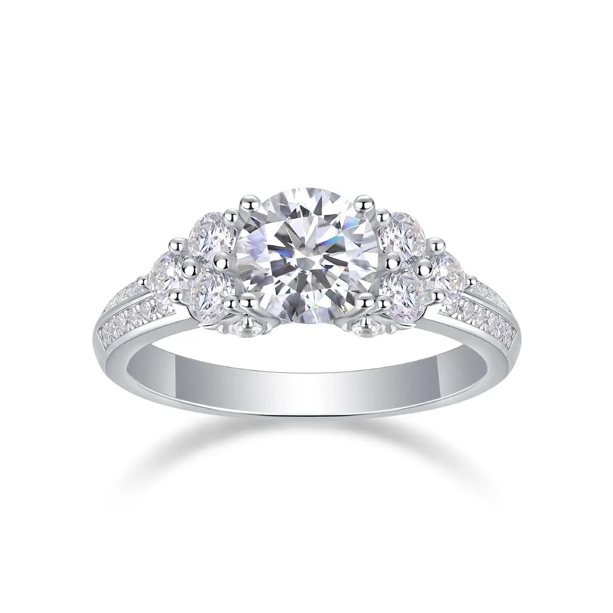 GRA-Certified 1-Carat Moissanite Ring in Platinum-Plated Silver
