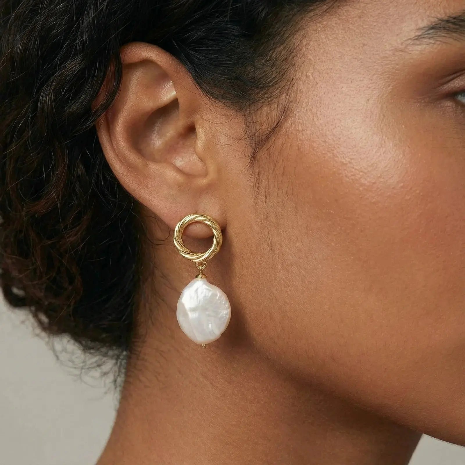 LumiLoop 18K Gold Vermeil Baroque Pearl Drop Earrings Mohamed jewelry My Store