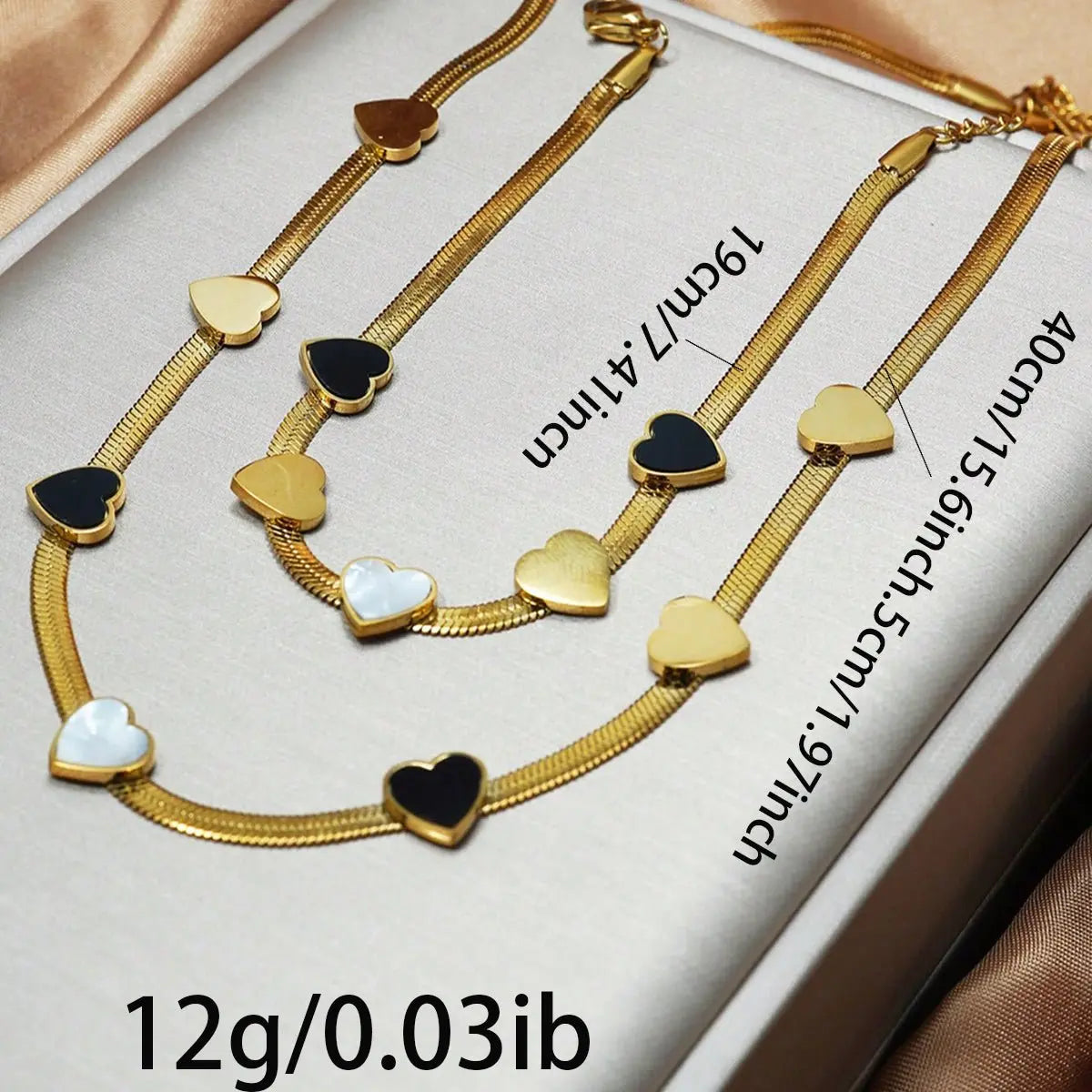 Lxalry 18K Gold Plated Stainless Steel Heart Necklace & Bracelet Set For Women Mohamed jewelry My Store