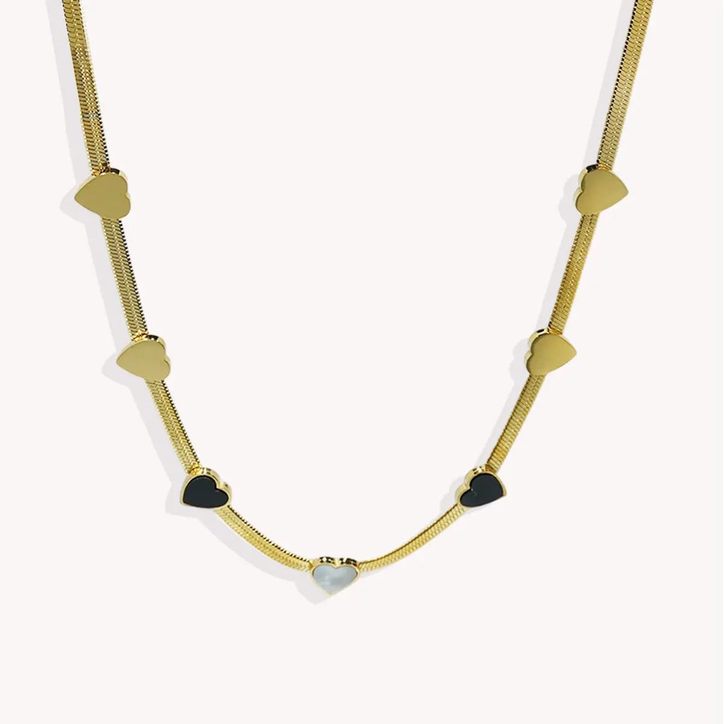 Lxalry 18K Gold Plated Stainless Steel Heart Necklace & Bracelet Set For Women Mohamed jewelry My Store