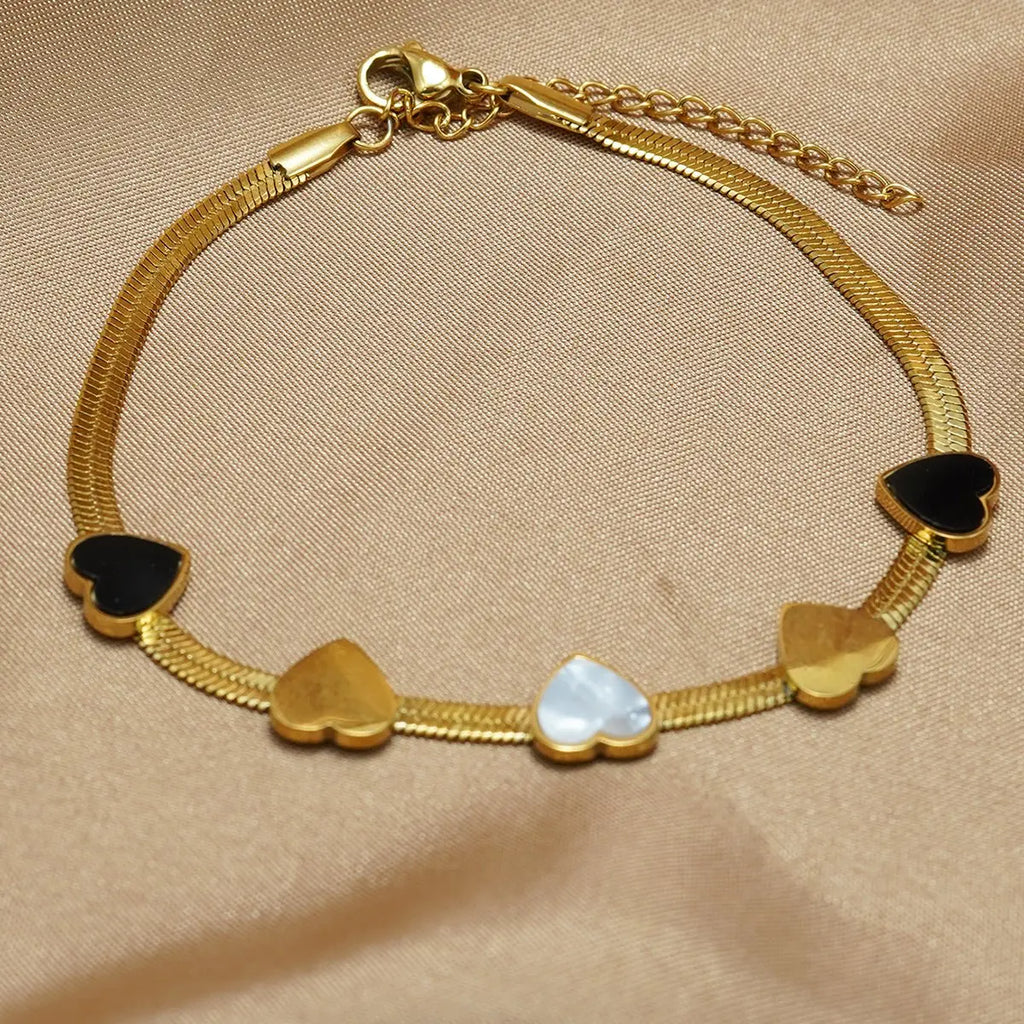 Lxalry 18K Gold Plated Stainless Steel Heart Necklace & Bracelet Set For Women Mohamed jewelry My Store