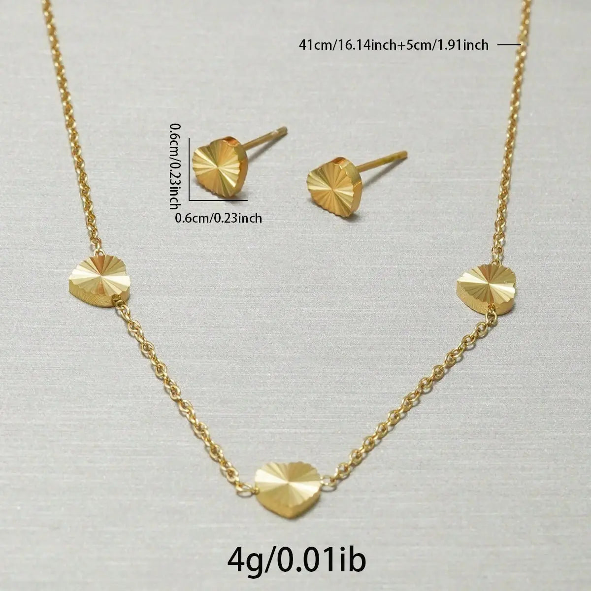 Lxalry 18K Gold Plated Stainless Steel Minimalist Heart Necklace & Earring Set For Women Mohamed jewelry My Store