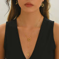 Lxalry 18K Gold Plated Stainless Steel Sun And Moon Pendant Necklace And Hoop Earrings Set For Women Mohamed jewelry My Store