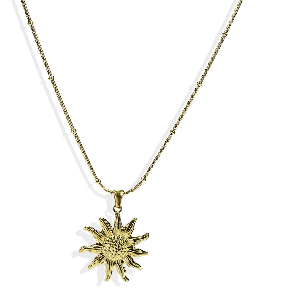 Lxalry 18K Gold Plated Stainless Steel Sun Pendant Necklace And Earrings Set For Women Mohamed jewelry My Store