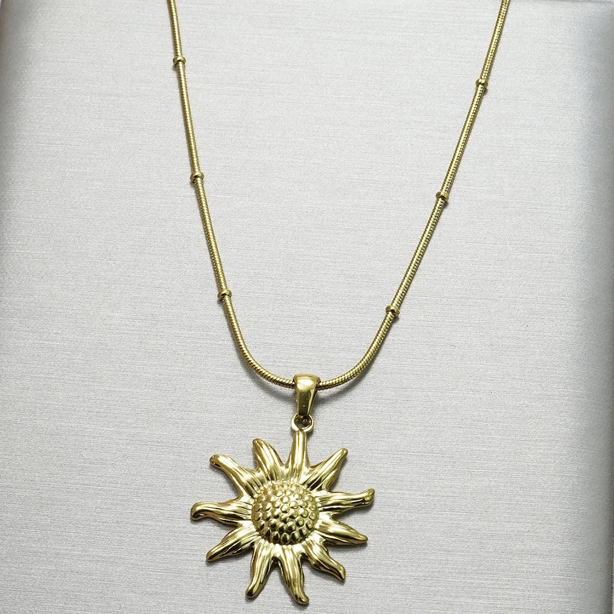 Lxalry 18K Gold Plated Stainless Steel Sun Pendant Necklace And Earrings Set For Women Mohamed jewelry My Store