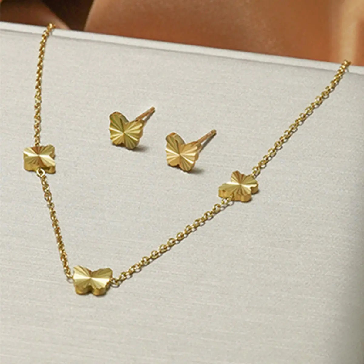 Lxalry Gold Stainless Steel Heart Jewelry Set For Women & Girls - Minimalist Cutout Necklace & Stud Earrings, Waterproof, Hypoallergenic, Tarnish-Free Mohamed jewelry My Store