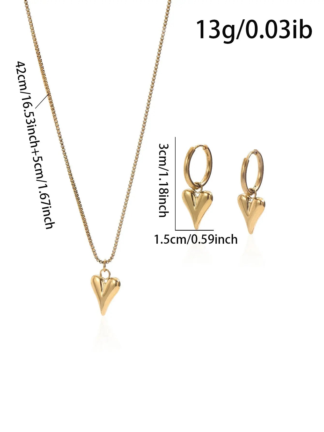 Lxalty 18K Gold Plated Stainless Steel Heart Jewelty Set For Women Mohamed jewelry My Store