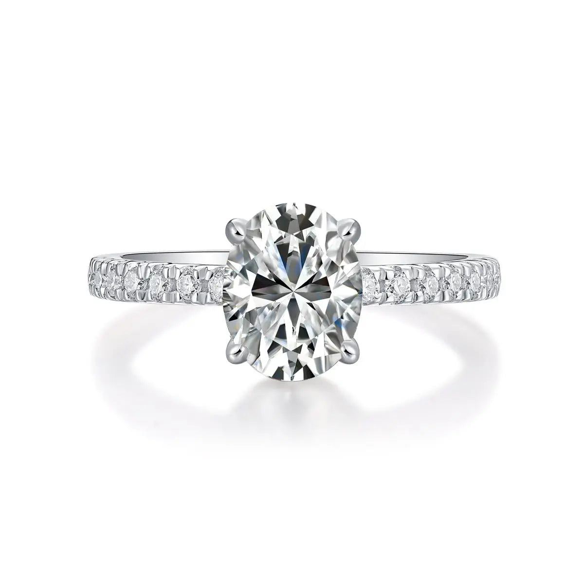 Platinum-Plated Moissanite Oval Engagement Ring
