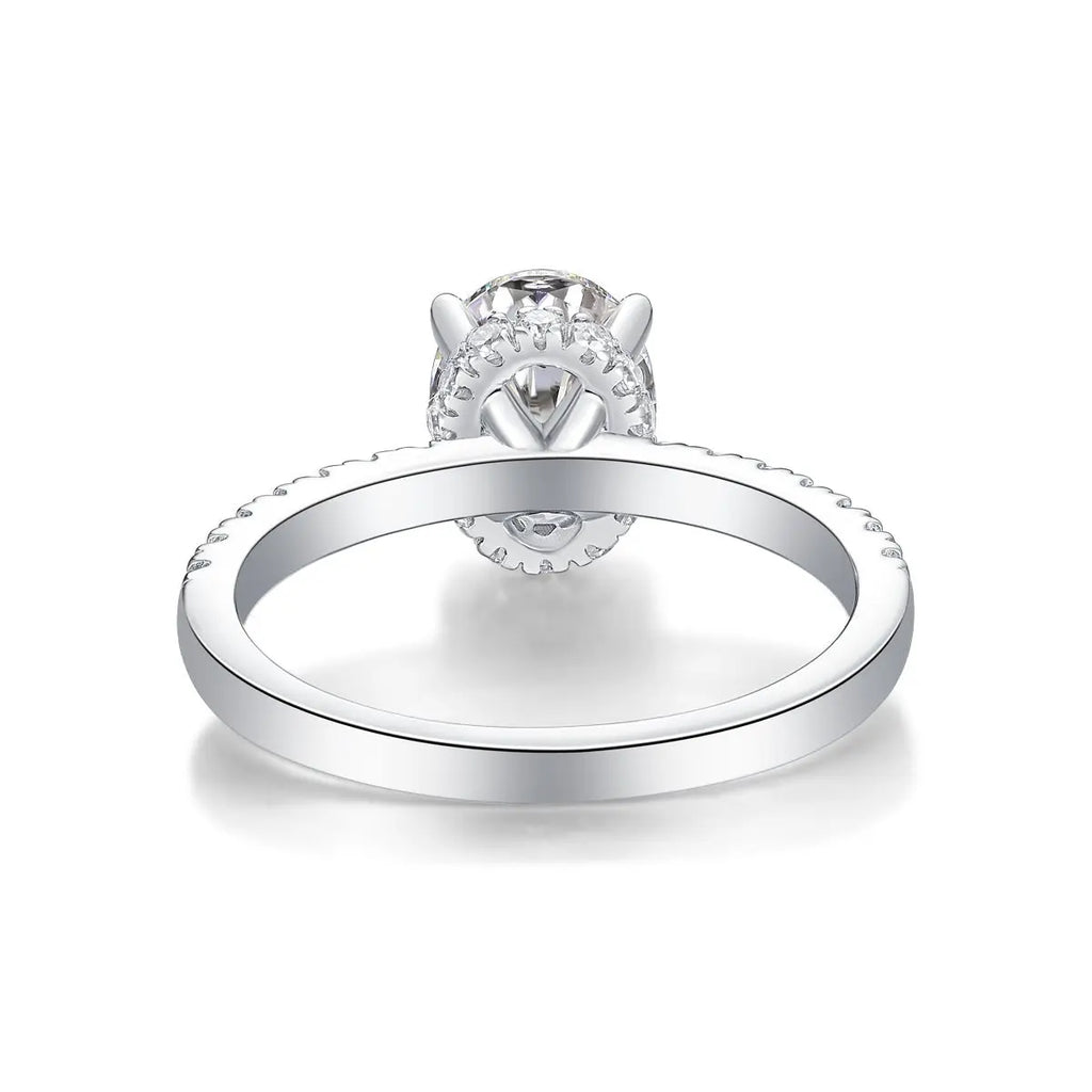 Platinum-Plated Moissanite Oval Engagement Ring