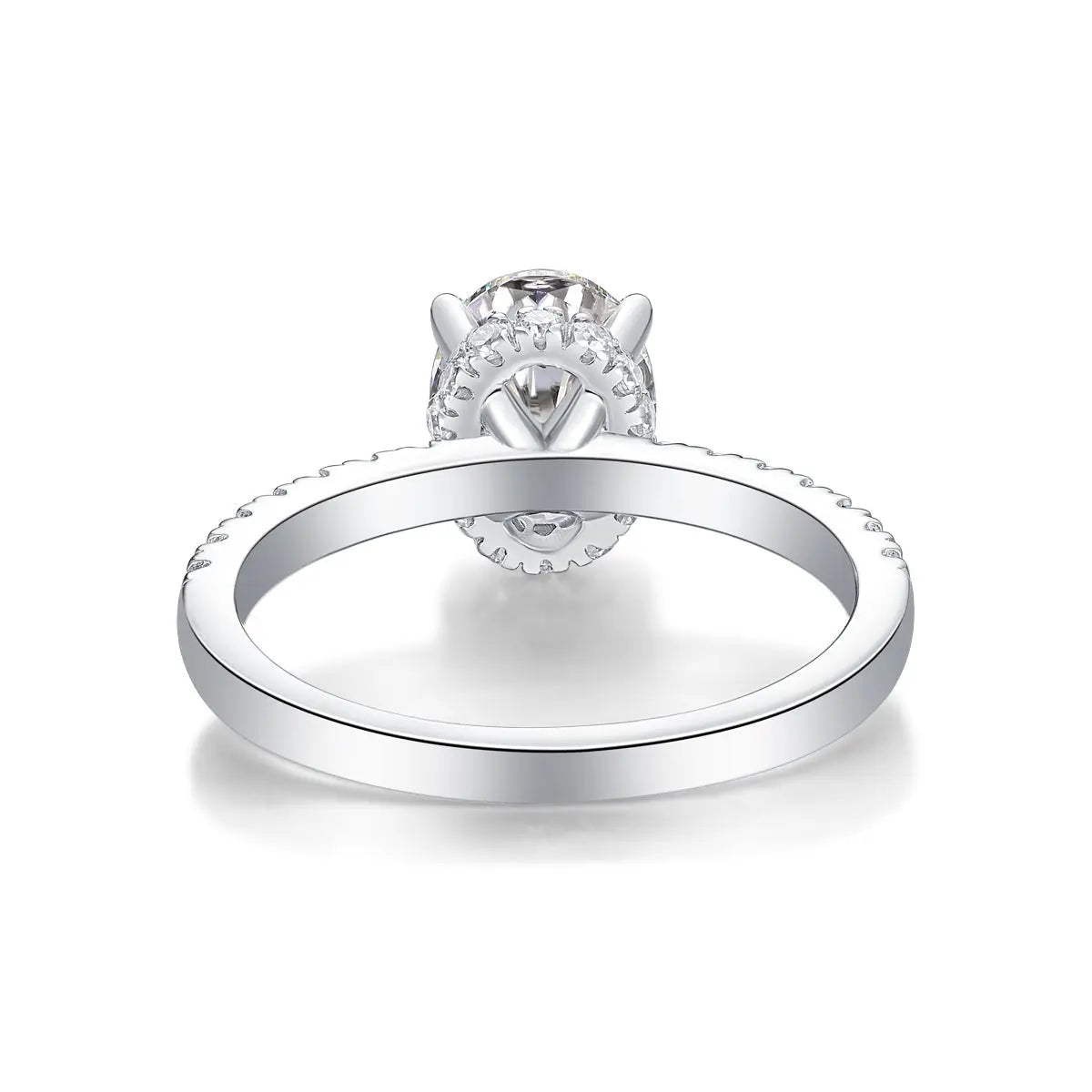 Platinum-Plated Moissanite Oval Engagement Ring