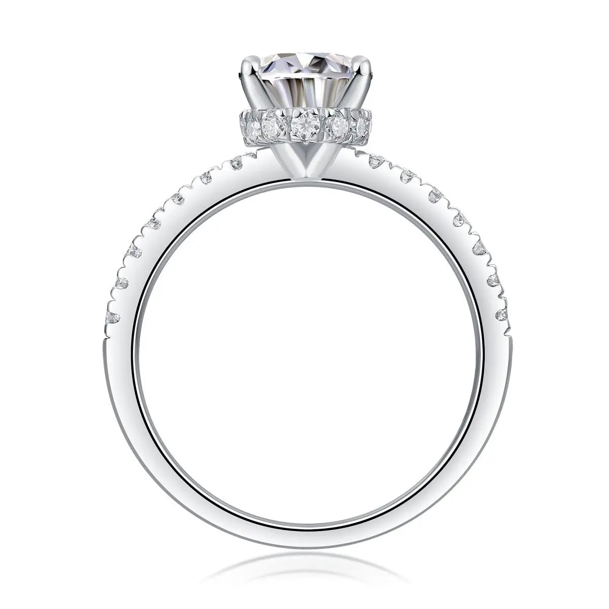 Platinum-Plated Moissanite Oval Engagement Ring