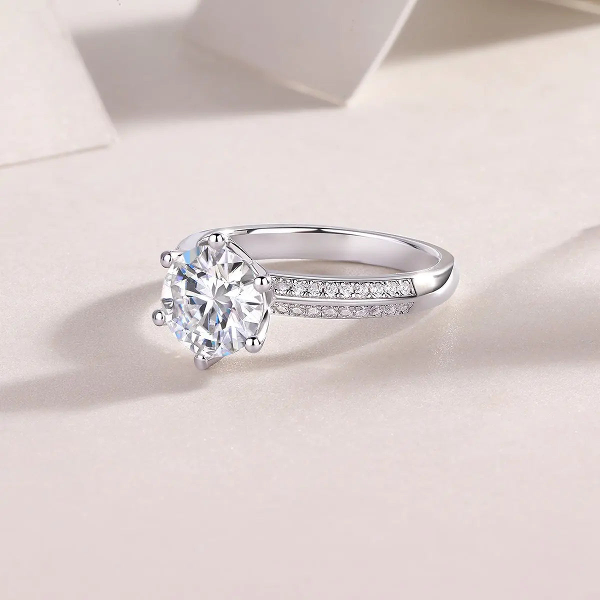 Platinum-Plated Moissanite Ring, 2 Carat, Gift-Ready Elegance Mohamed jewelry My Store
