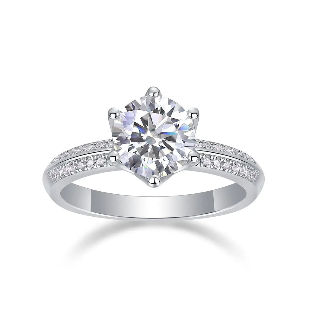 Platinum-Plated Moissanite Ring, 2 Carat, Gift-Ready Elegance Mohamed jewelry My Store