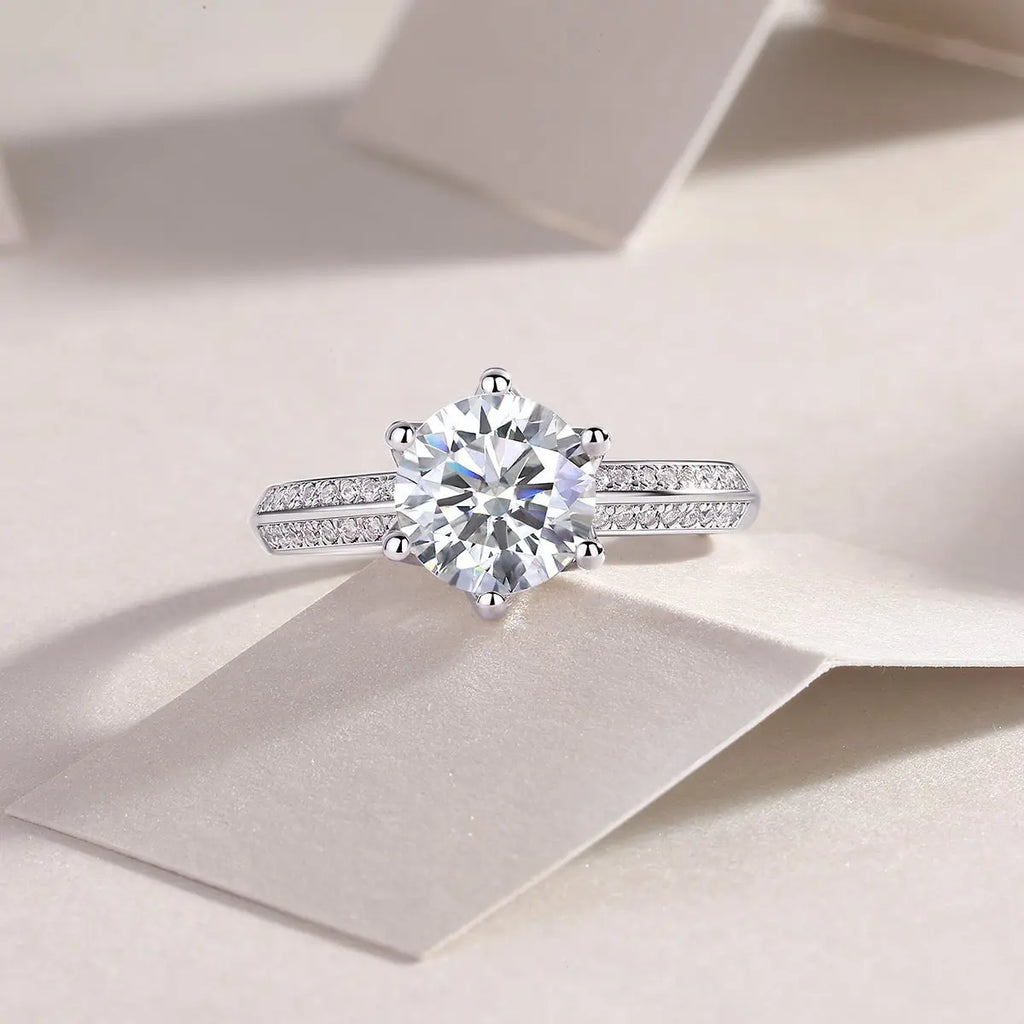 Platinum-Plated Moissanite Ring, 2 Carat, Gift-Ready Elegance Mohamed jewelry My Store