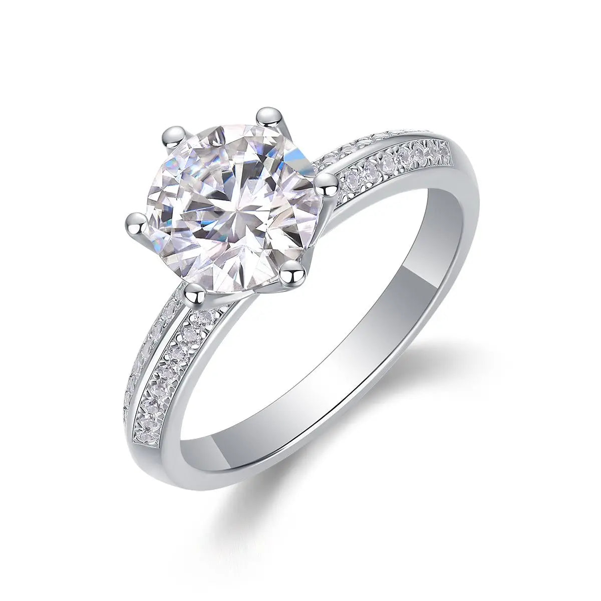 Platinum-Plated Moissanite Ring, 2 Carat, Gift-Ready Elegance Mohamed jewelry My Store