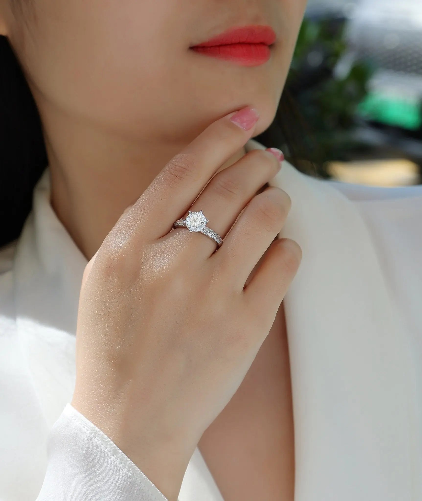Platinum-Plated Moissanite Ring, 2 Carat, Gift-Ready Elegance Mohamed jewelry My Store
