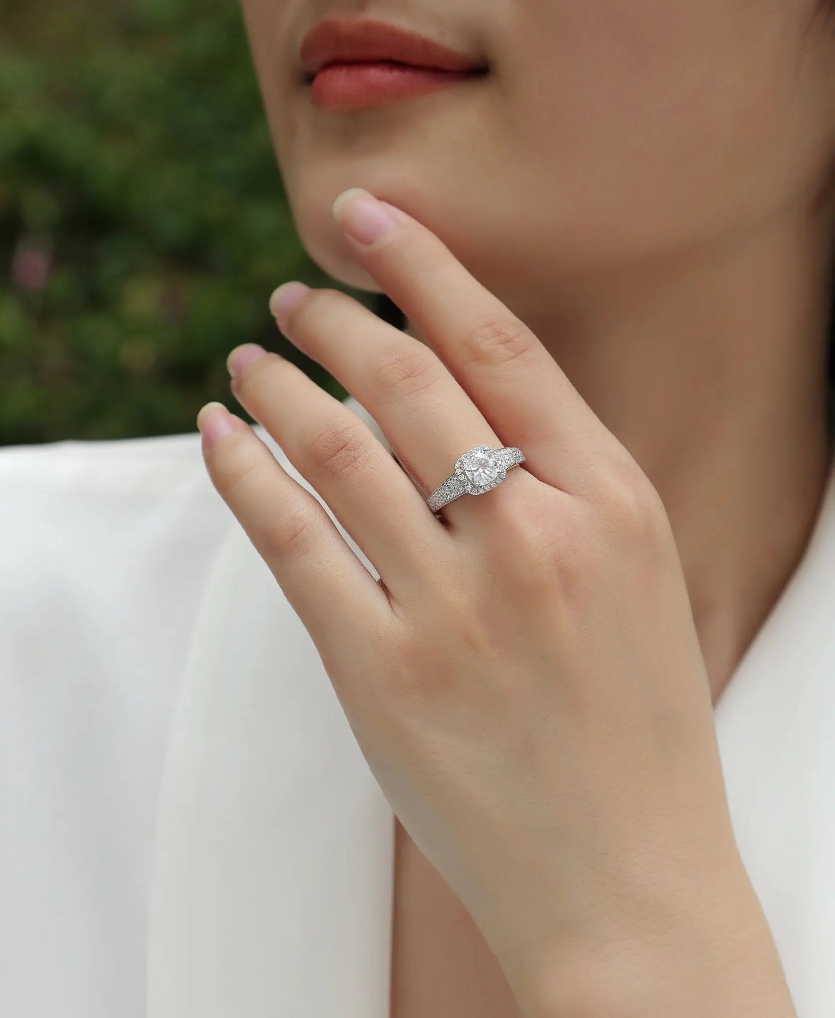 Platinum-Plated Moissanite Ring with Custom GRA Certified Square Stone Mohamed jewelry My Store