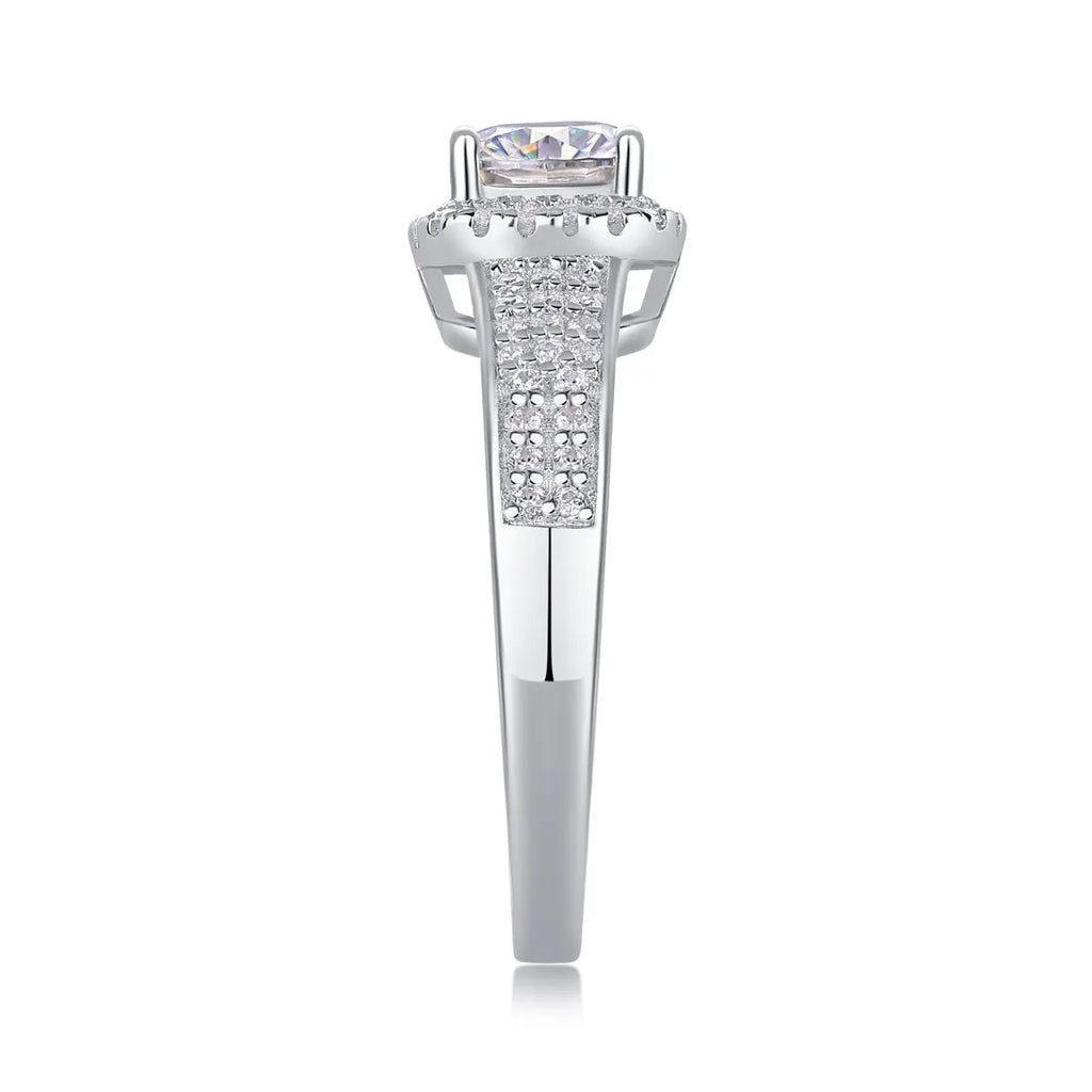 Platinum-Plated Moissanite Ring with Custom GRA Certified Square Stone Mohamed jewelry My Store