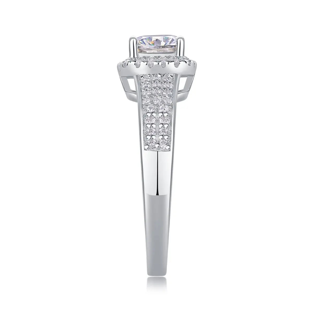 Platinum-Plated Moissanite Ring with Custom GRA Certified Square Stone Mohamed jewelry My Store