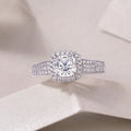Platinum-Plated Moissanite Ring with Custom GRA Certified Square Stone Mohamed jewelry My Store