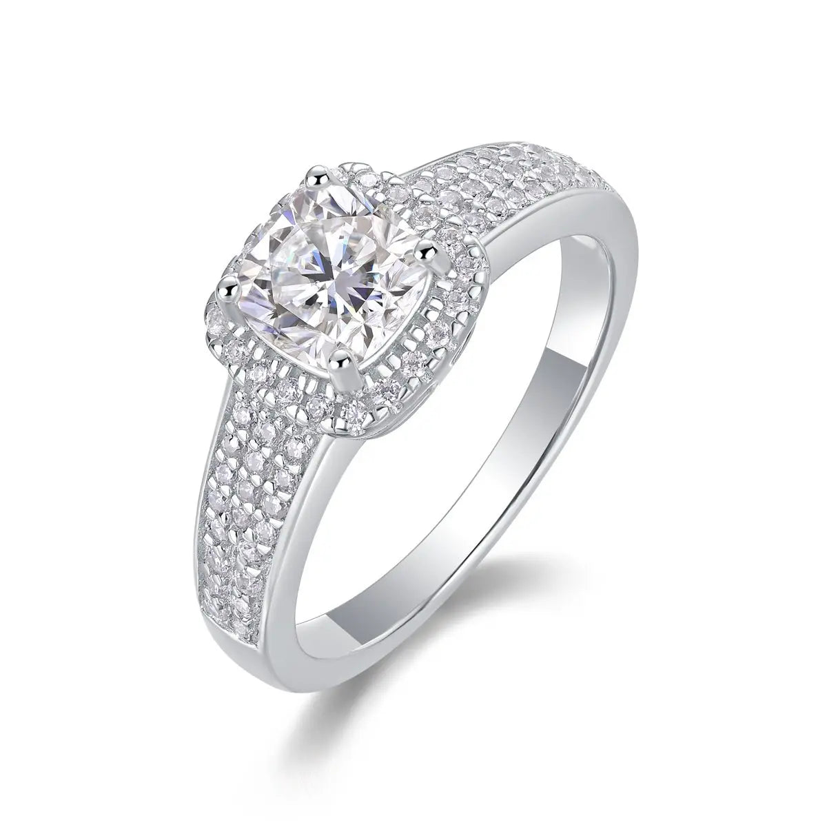 Platinum-Plated Moissanite Ring with Custom GRA Certified Square Stone Mohamed jewelry My Store