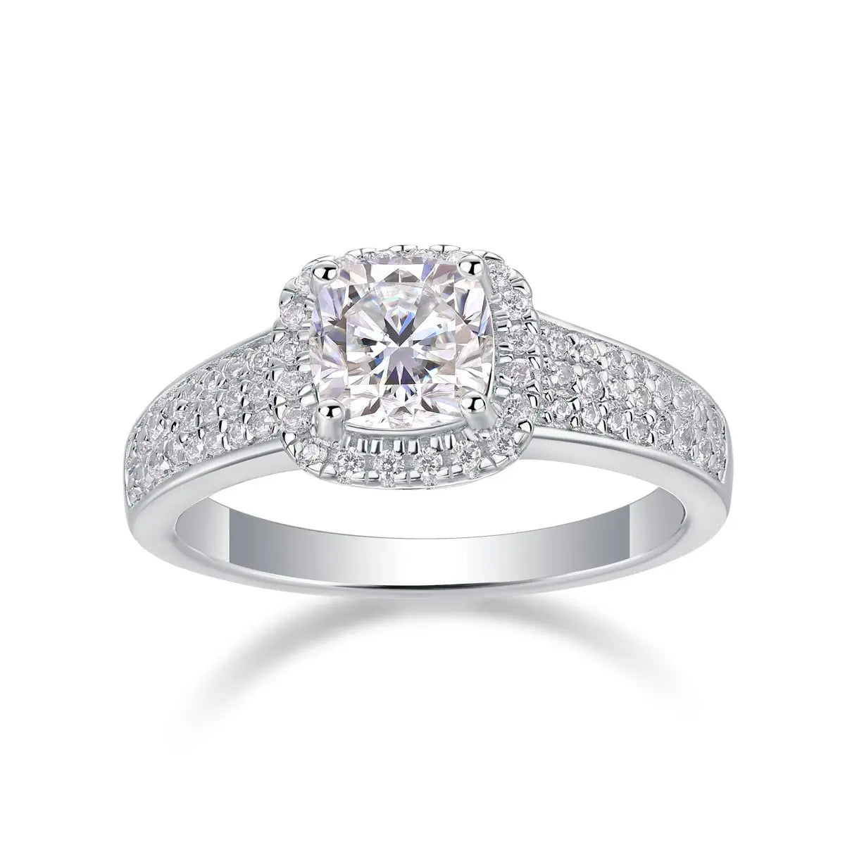 Platinum-Plated Moissanite Ring with Custom GRA Certified Square Stone Mohamed jewelry My Store