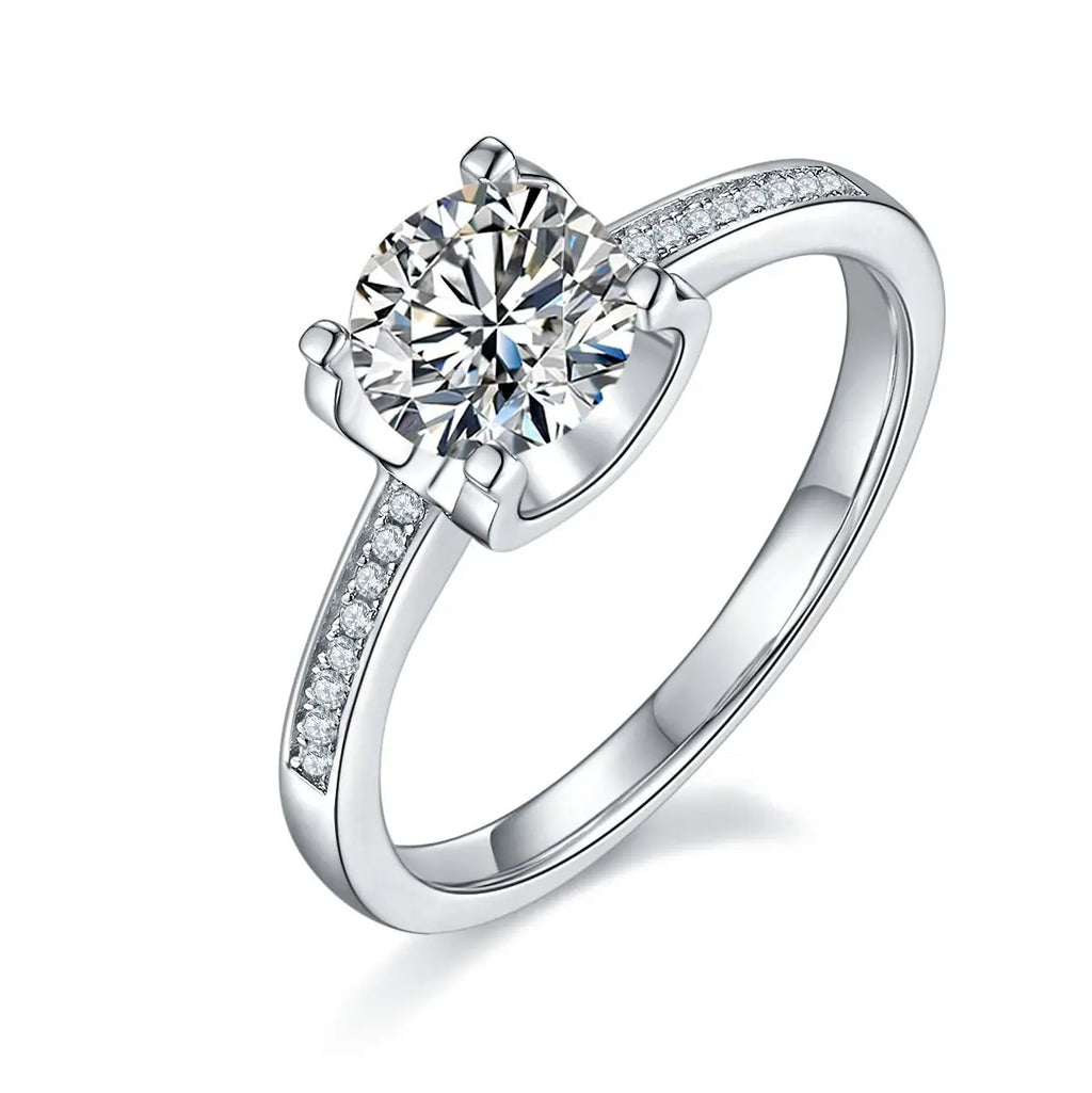 Platinum-Plated Moissanite Sparkle Ring - Customizable Elegance Mohamed jewelry My Store