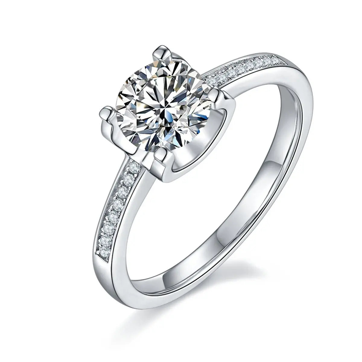 Platinum-Plated Moissanite Sparkle Ring - Customizable Elegance Mohamed jewelry My Store
