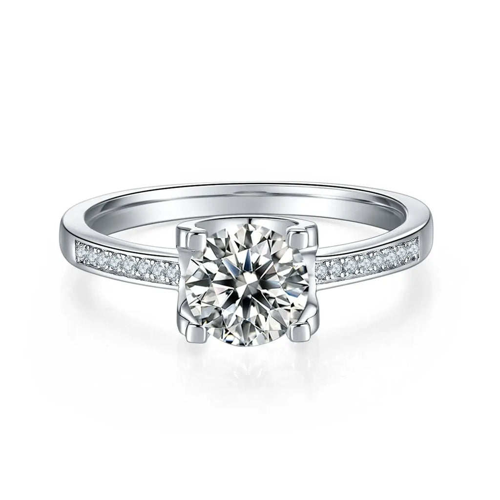 Platinum-Plated Moissanite Sparkle Ring - Customizable Elegance Mohamed jewelry My Store