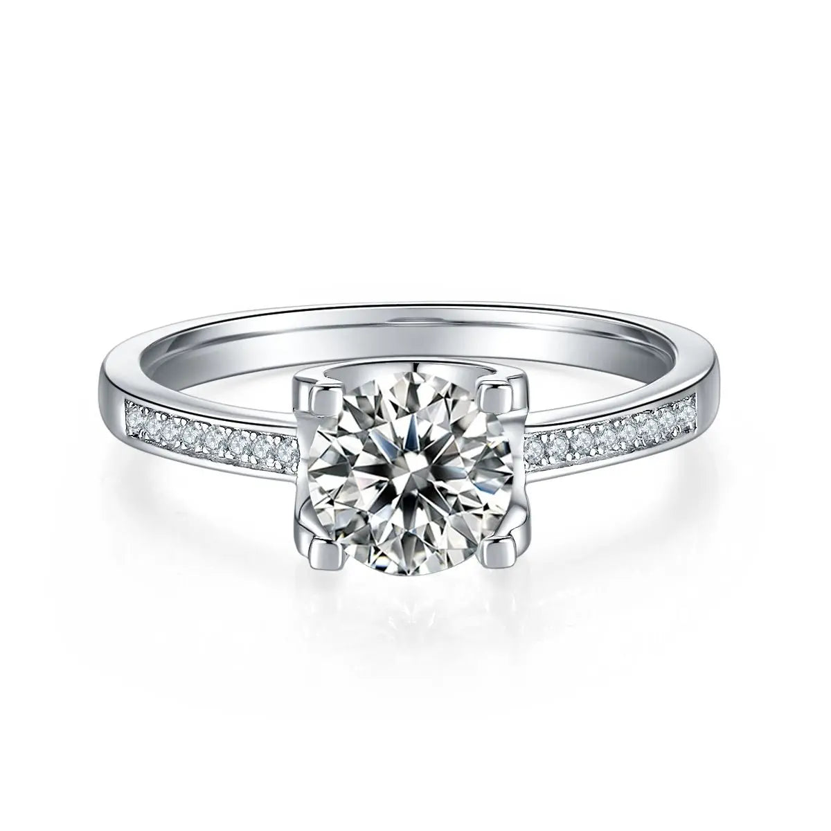 Platinum-Plated Moissanite Sparkle Ring - Customizable Elegance Mohamed jewelry My Store