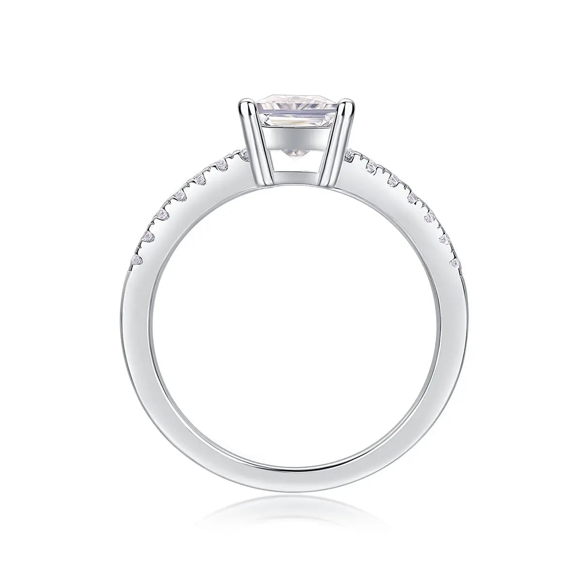 Platinum-Plated Moissanite Square Ring with Custom Options Mohamed jewelry My Store