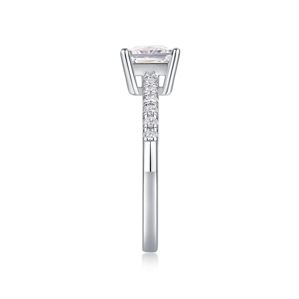 Platinum-Plated Moissanite Square Ring with Custom Options Mohamed jewelry My Store