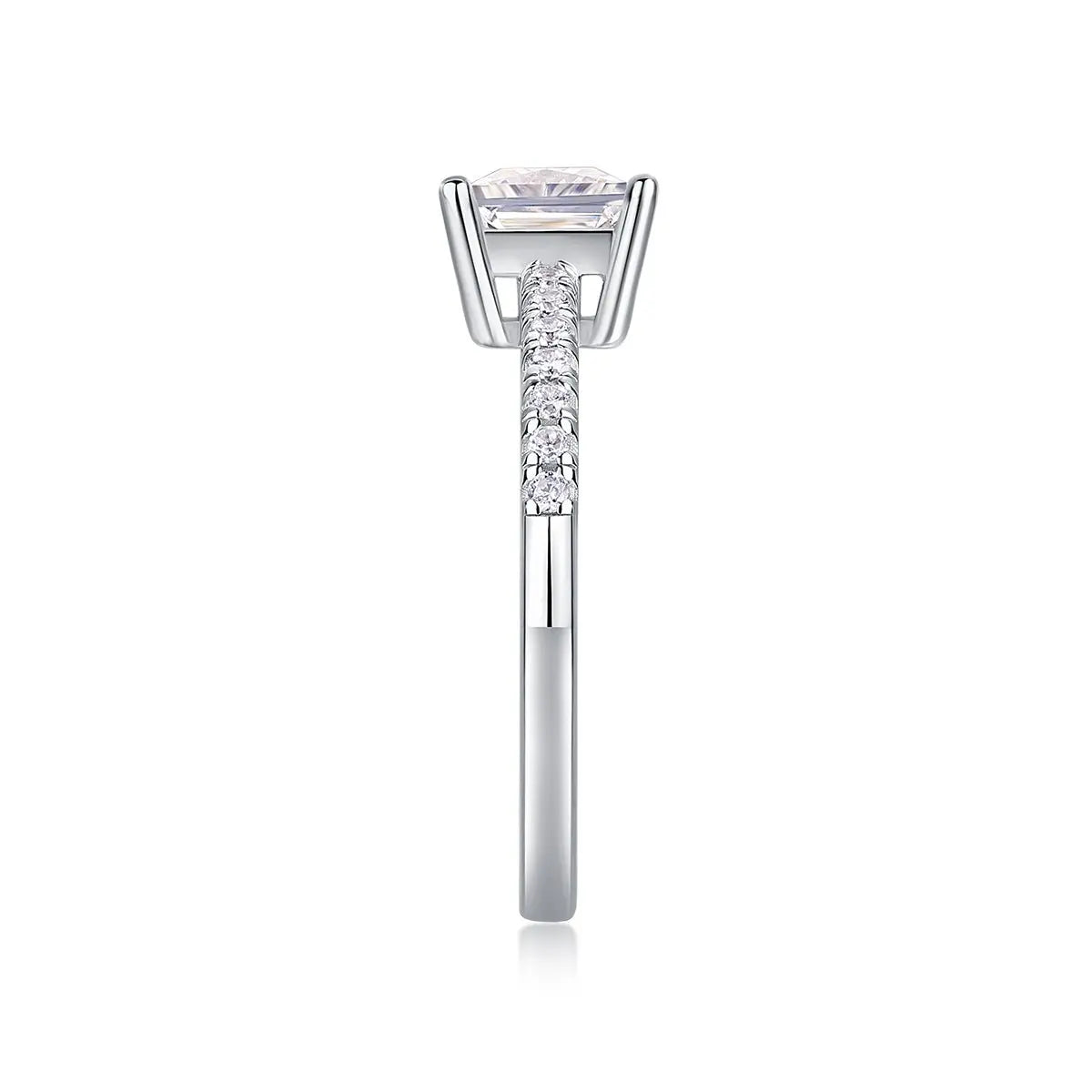Platinum-Plated Moissanite Square Ring with Custom Options Mohamed jewelry My Store