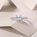Platinum-Plated Moissanite Square Ring with Custom Options Mohamed jewelry My Store