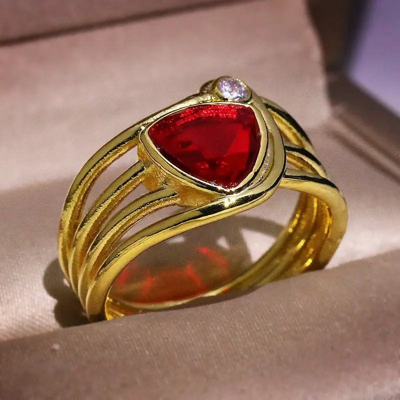 Pomegranate Red Zircon Jewelry Ring For Women Mohamed jewelry My Store