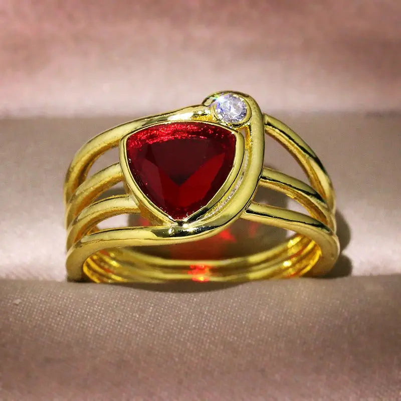 Pomegranate Red Zircon Jewelry Ring For Women Mohamed jewelry My Store