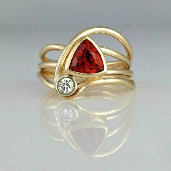 Pomegranate Red Zircon Jewelry Ring For Women Mohamed jewelry My Store