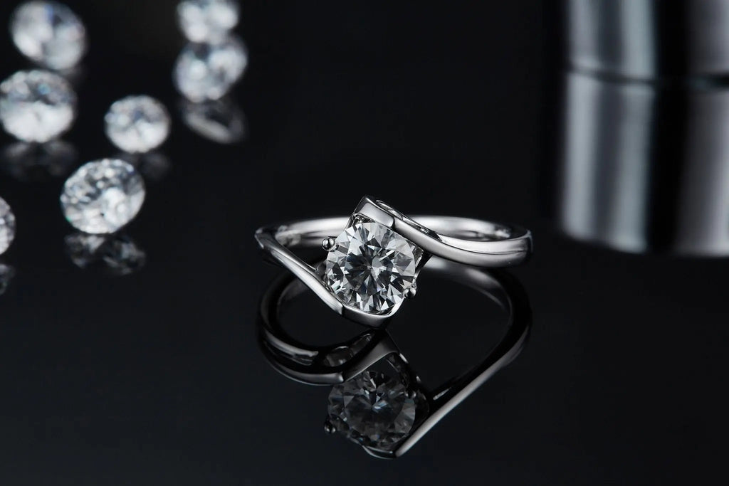 Radiant 1 Carat Moissanite Ring in Platinum-Plated Silver Mohamed jewelry My Store