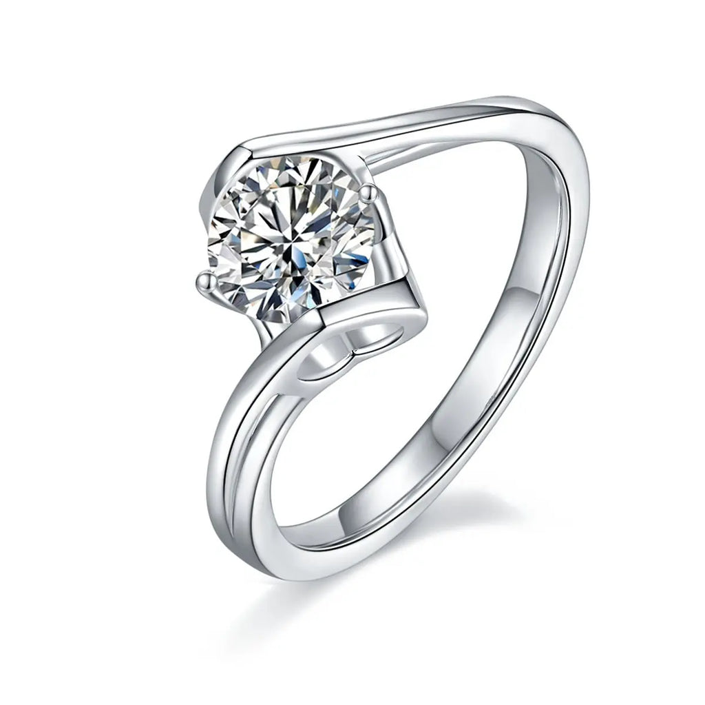 Radiant 1 Carat Moissanite Ring in Platinum-Plated Silver Mohamed jewelry My Store
