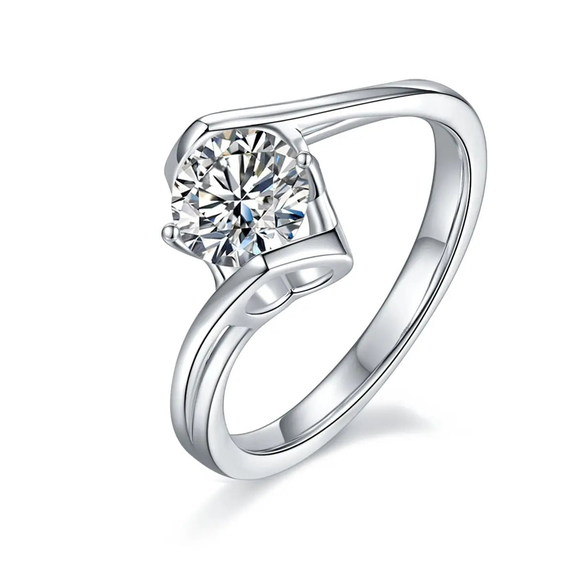 Radiant 1 Carat Moissanite Ring in Platinum-Plated Silver Mohamed jewelry My Store