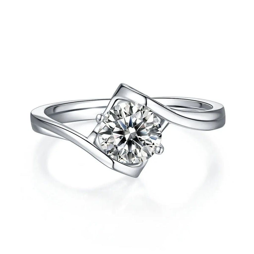 Radiant 1 Carat Moissanite Ring in Platinum-Plated Silver Mohamed jewelry My Store
