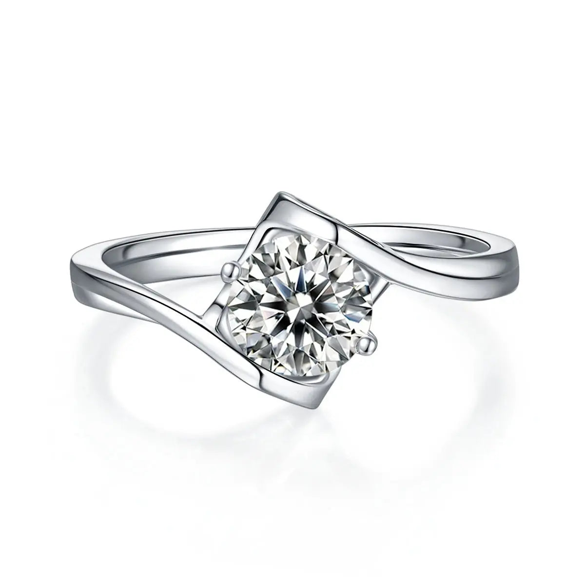 Radiant 1 Carat Moissanite Ring in Platinum-Plated Silver Mohamed jewelry My Store