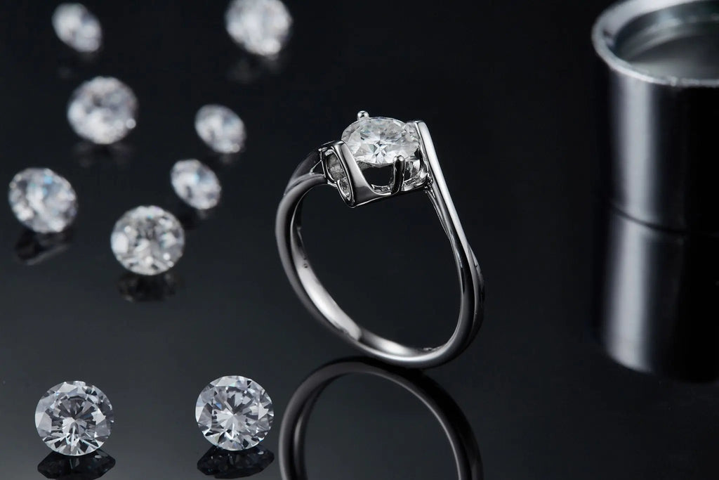 Radiant 1 Carat Moissanite Ring in Platinum-Plated Silver Mohamed jewelry My Store